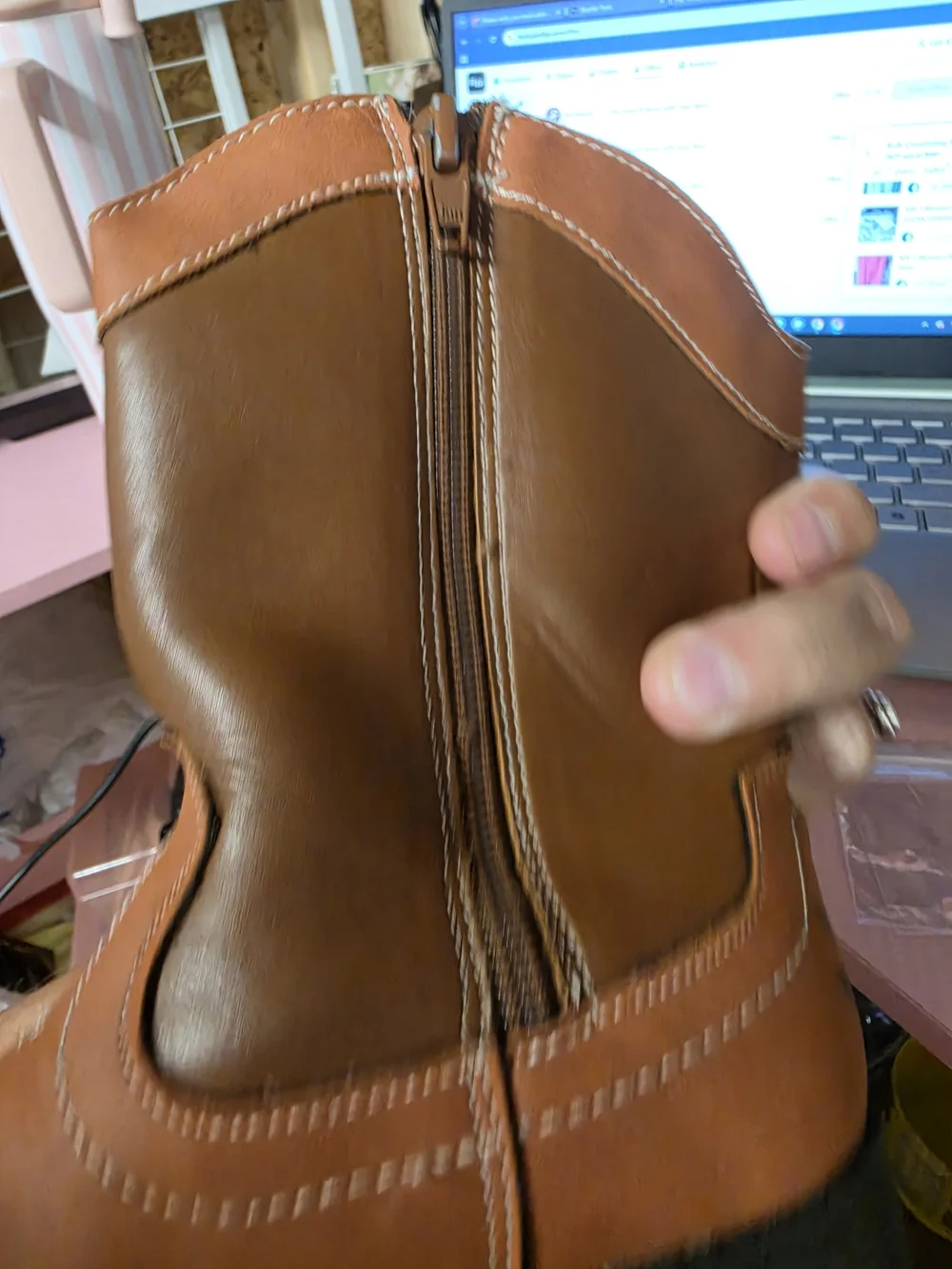 AT-1 Disney Brown Kids Cowboy Boots with Woody Graphic